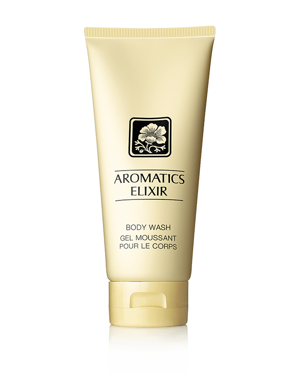 Aromatics Elixir Body Wash, Żel pod prysznic z połyskującymi drobinkami w kolorze złota i wspaniałym zapachu perfum Aromatics Elixir. Użyj go podczas kąpieli w wannie lub pod prysznicem.
