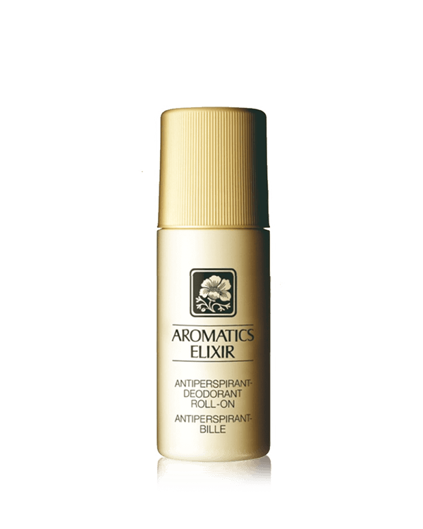 Aromatics Elixir Anti-Perspirant Deodrant, An anti-perspirant deodorant scented with Aromatics Elixir in a roll-on bottle.