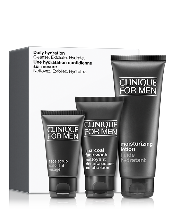 Daily Hydration Skincare Set: Cleanse. Exfoliate. Hydrate., Proste produkty do pielęgnacji skóry, które pozwolą mu wyglądać i czuć się jak najlepiej.