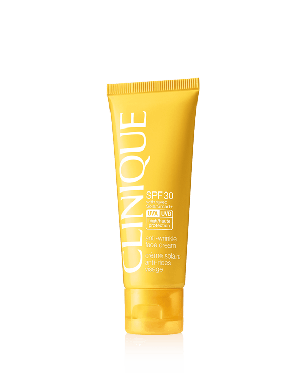 SPF 30 Anti-Wrinkle Face Cream, Krem przeciwsłoneczny o aksamitnej konsystencji zawierający unikalne połączenie filtrów mineralnych i tradycyjnych, zapewniające wskaźnik UVA/UVB 3 do 1 i zapobiegające przedwczesnemu starzeniu się skóry pod wpływem słońca.